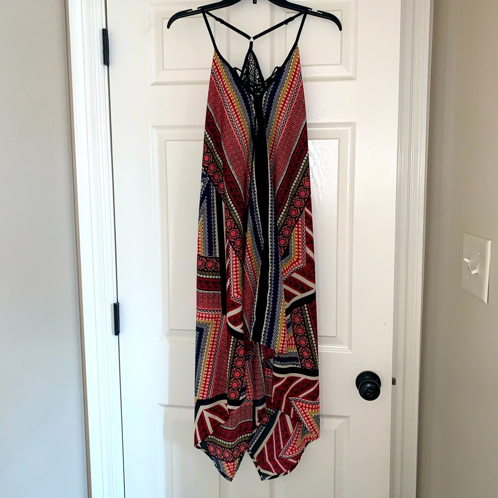 Multicolored Racer Back High Low Loose Fitted Dress